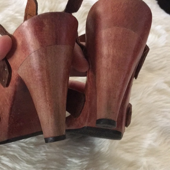 Vintage | Shoes | Vintage Wooden Heel Platform Sandals 8 | Poshmark
